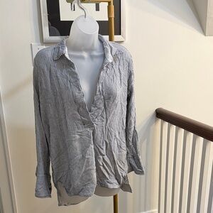 Free People Blue and White Striped Top